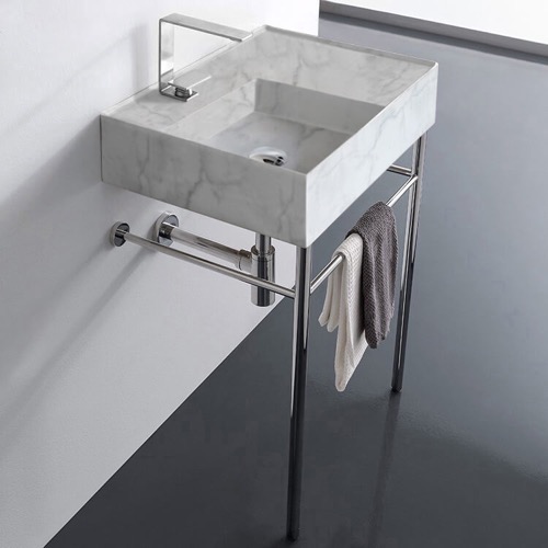 Small Modern Console Sink, Marble Style Sink, 24 Inch Scarabeo 5114-F-CON
