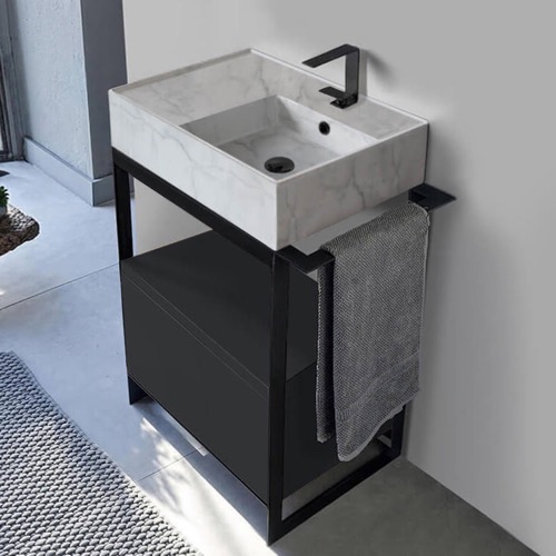 Modern  Console Vanity, Marble Style Sink, 27 Inch Scarabeo 5117-F-SOL1-49