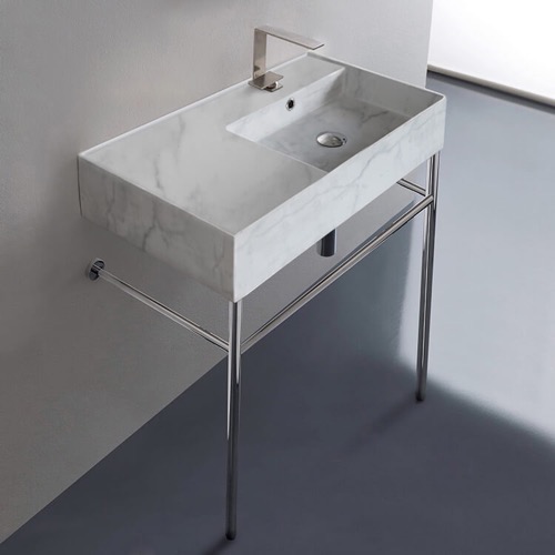 Modern Console Sink, Marble Style Sink, 32 Inch Scarabeo 5118-F-CON