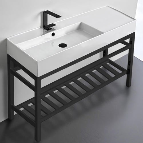 Modern Console Sink Vanity, 48 Inch Scarabeo 5121-CON2-BLK