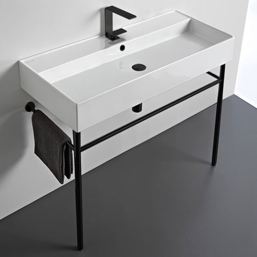 Modern Console Sink, 40 Inch Scarabeo 8031/R-100A-CON-BLK