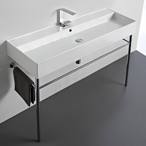 Trough Console Sink, 48 Inch, Modern Scarabeo 8031/R-120A-CON