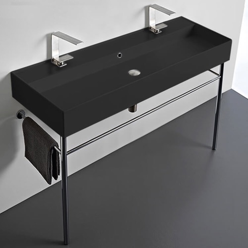 Double Trough Console Sink, 48 Inch Scarabeo 8031/R-120B-49-CON