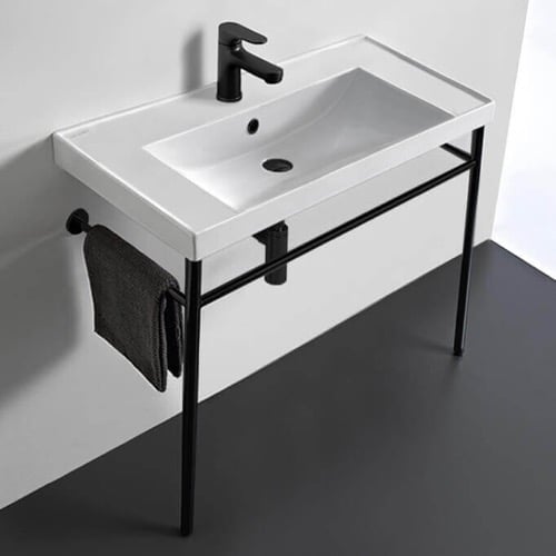 Modern Console Sink, 36 Inch Scarabeo 3005-CON-BLK