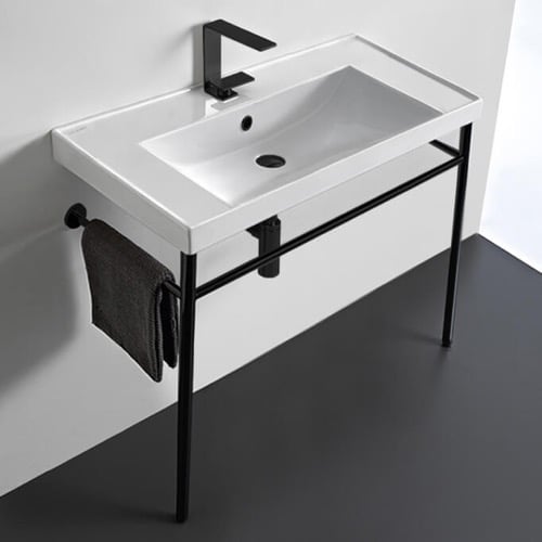 Modern Console Sink, 36 Inch Scarabeo 3005-CON-BLK