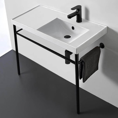 Modern Console Sink, 36 Inch Scarabeo 3009-CON-BLK