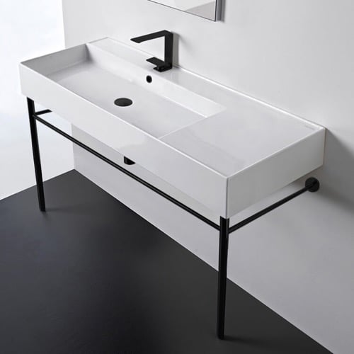 Modern Console Sink, 40 Inch Scarabeo 5119-CON-BLK