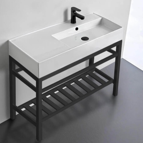 Modern Console Sink Vanity, 40 Inch Scarabeo 5120-CON2-BLK