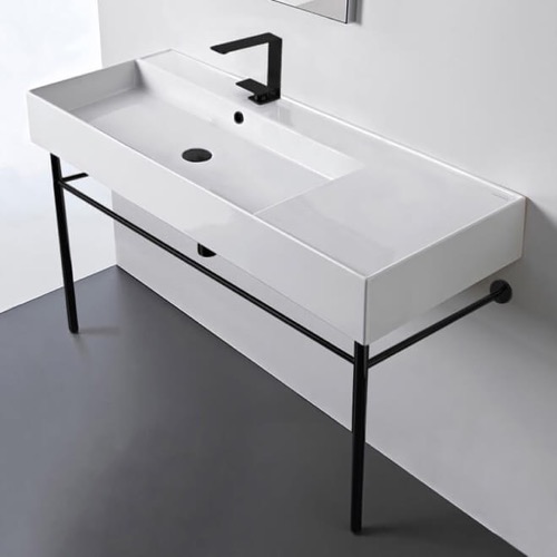 Modern Console Sink, 48 Inch Scarabeo 5121-CON-BLK