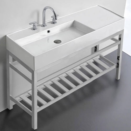 Modern Console Sink Vanity, 48 Inch Scarabeo 5121-CON2-Three Hole