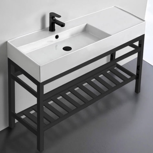Modern Console Sink Vanity, 48 Inch Scarabeo 5121-CON2-BLK