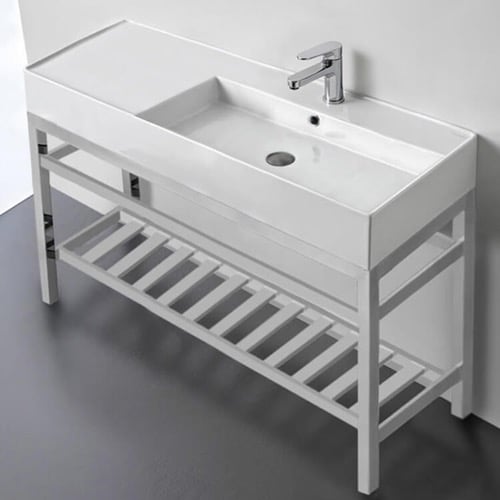 Console Sink - Metal Chrome Stand, Modern, 48 Inch Scarabeo 5122-CON2