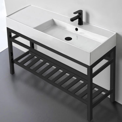 Modern Console Sink Vanity, 48 Inch Scarabeo 5122-CON2-BLK