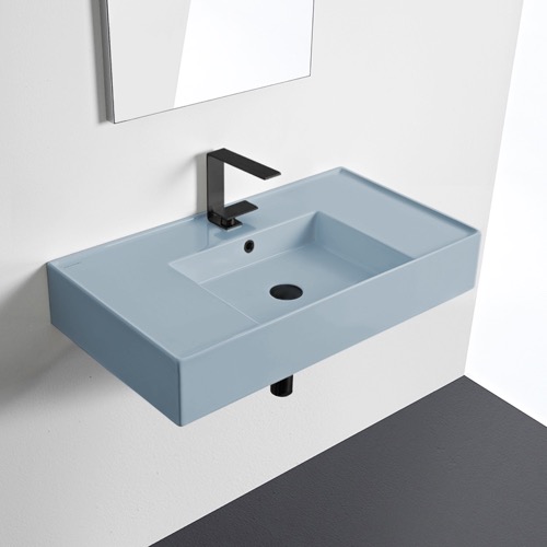Light Blue Bathroom Sink, Ceramic Scarabeo 5123-57