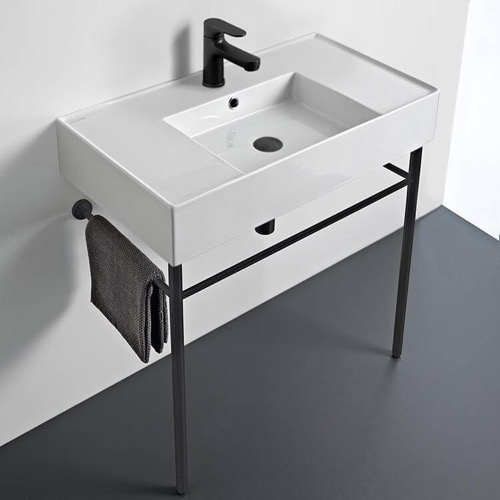 Modern Console Sink, 32 Inch Scarabeo 5123-CON-BLK