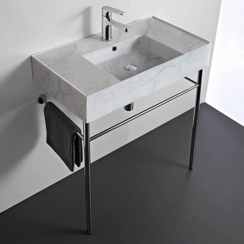 Modern Console Sink, Marble Style Sink, 32 Inch Scarabeo 5123-F-CON