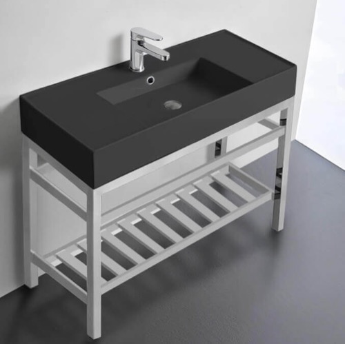 Console Sink - Metal Chrome Stand, Modern, 40 Inch Scarabeo 5124-49-CON2
