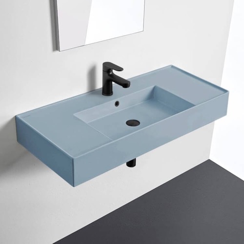 Light Blue Bathroom Sink, Ceramic Scarabeo 5124-57