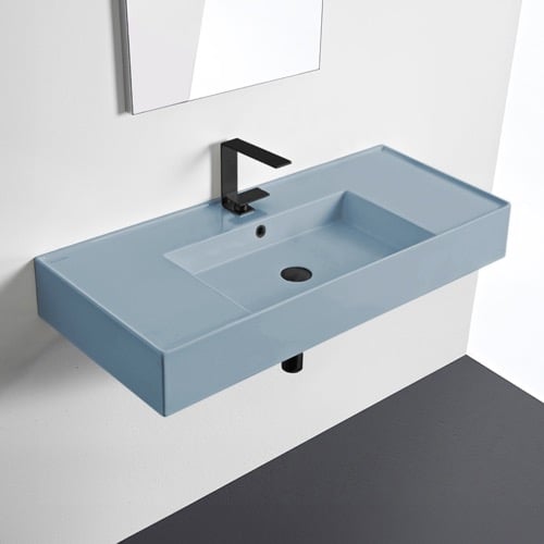 Light Blue Bathroom Sink, Ceramic Scarabeo 5124-57