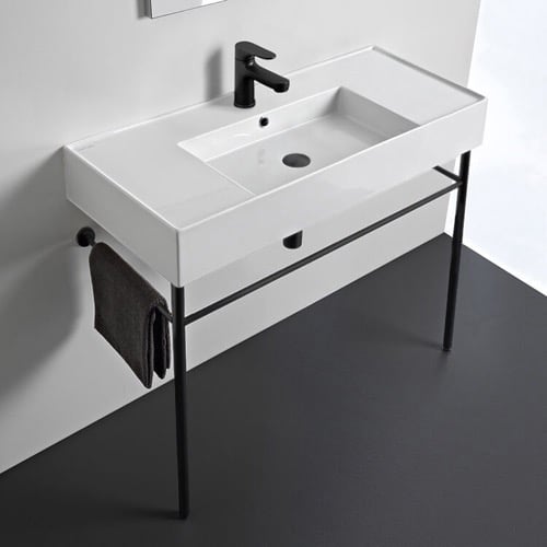 Modern Console Sink, 40 Inch Scarabeo 5124-CON-BLK