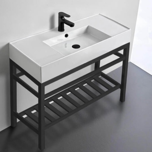 Modern Console Sink Vanity, 40 Inch Scarabeo 5124-CON2-BLK