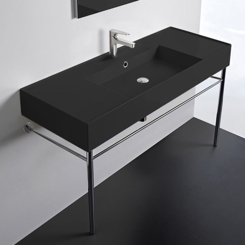 Console Sink - Metal Chrome Legs, Modern, 48 Inch Scarabeo 5125-49-CON