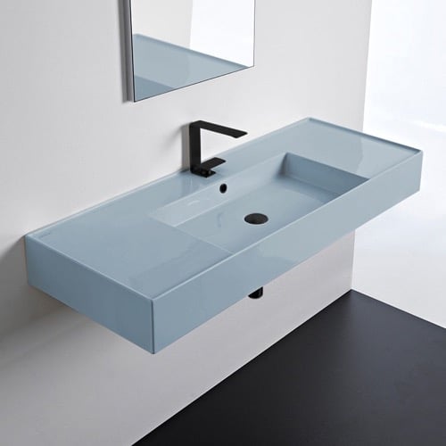 Light Blue Bathroom Sink, Ceramic Scarabeo 5125-57