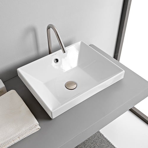 Rectangular White Ceramic Drop In Sink Scarabeo 5130