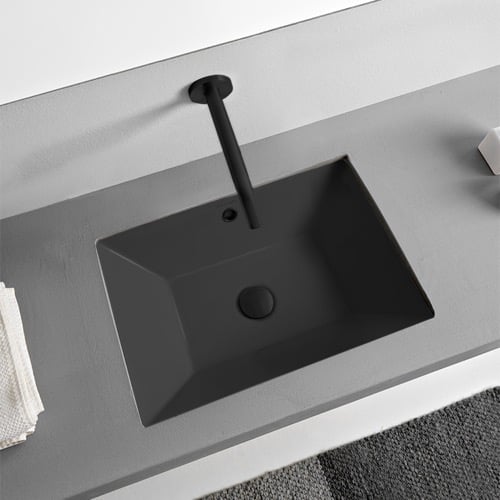 Rectangular Matte Black Ceramic Undermount Sink