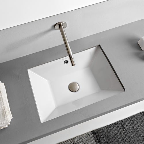 Undermount Bathroom Sink, White Ceramic Scarabeo 5134