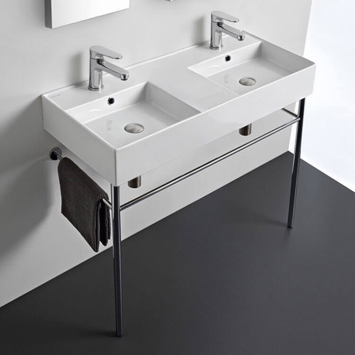Double Console Sink, Modern, 40 Inch Scarabeo 5142-CON