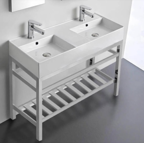 Modern Double Console Sink Vanity, 40 Inch Scarabeo 5142-CON2