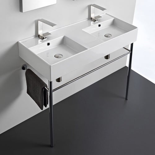 Double Console Sink, Modern, 40 Inch Scarabeo 5142-CON