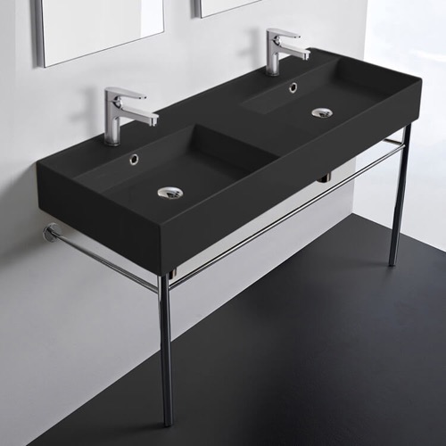 Modern Double Console Sink, 48 Inch Scarabeo 5143-49-CON