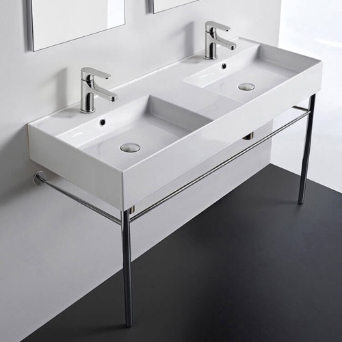 Double Console Sink, 48 Inch, Modern Scarabeo 5143-CON