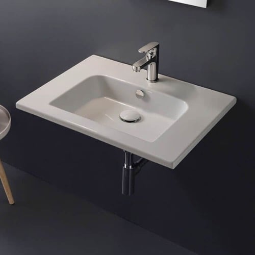 Sleek Rectangular Ceramic Wall Mounted Sink Scarabeo 5210