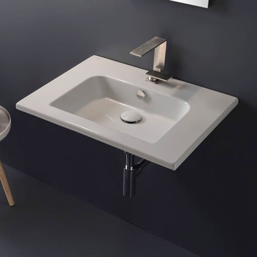 Sleek Rectangular Ceramic Wall Mounted Sink Scarabeo 5210