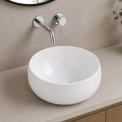 Vessel Sink - 18 Inch, Small, Round, Modern, Ceramic Scarabeo 5602