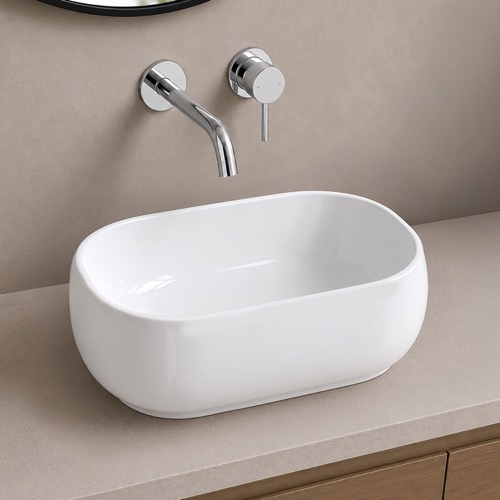 Vessel Sink - 18 Inch, Oval, Modern, Ceramic Scarabeo 5604