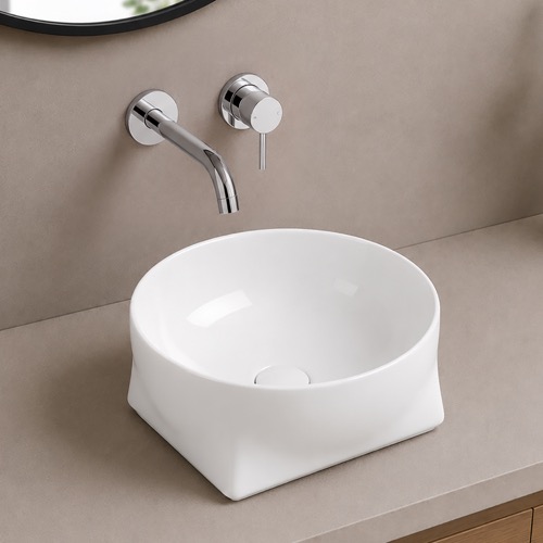 Vessel Sink - 16 Inch, Oval, Modern, Ceramic Scarabeo 5901