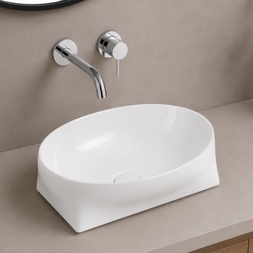 Vessel Sink - 22 Inch, Oval, Modern, Ceramic Scarabeo 5902