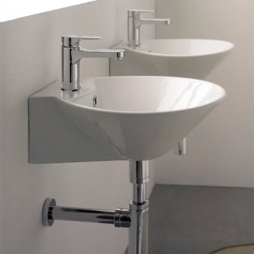 Round White Ceramic Wall Mounted or Vessel Sink Scarabeo 8010/R
