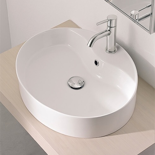 Oval-Shaped White Ceramic Vessel Sink Scarabeo 8030/R