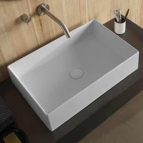 Rectangular White Ceramic Vessel Sink Scarabeo 8031/60