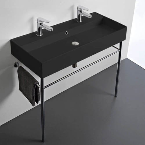 Double Trough Console Sink, 40 Inch Scarabeo 8031/R-100B-49-CON