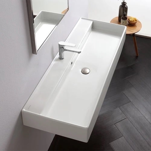 Trough Ceramic Wall Mounted or Vessel Sink Scarabeo 8031/R-120A