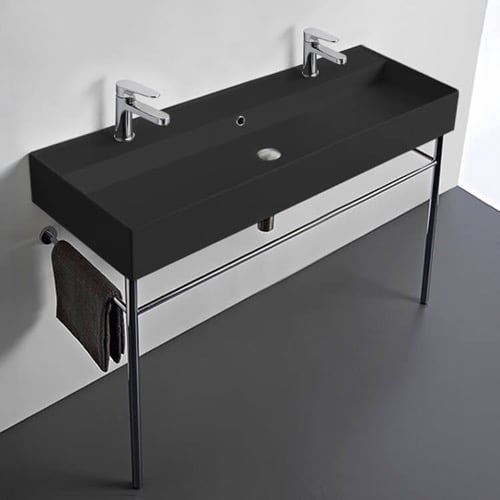 Double Trough Console Sink, 48 Inch Scarabeo 8031/R-120B-49-CON