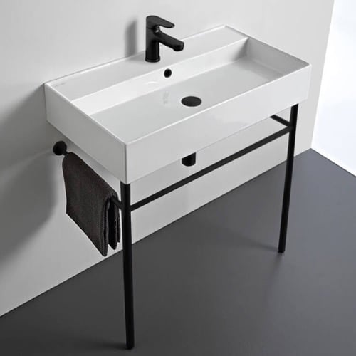 Modern Console Sink, 32 Inch Scarabeo 8031/R-80-CON-BLK