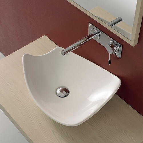 Rectangular White Ceramic Vessel Sink Scarabeo 8051