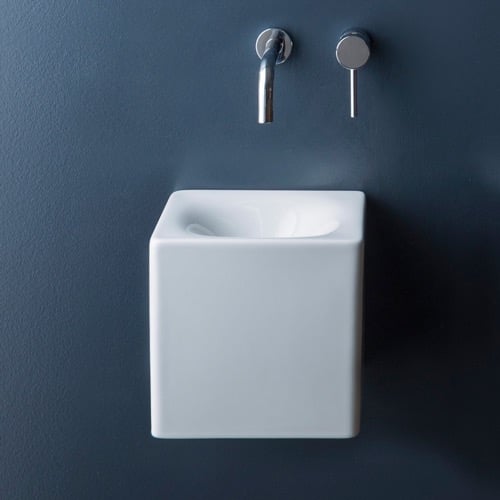 Square White Ceramic Wall Mounted or Vessel Sink